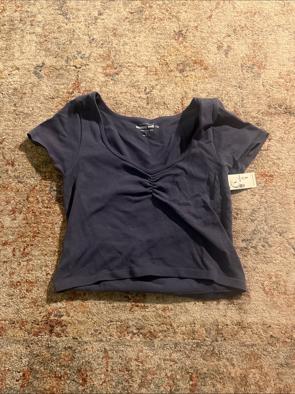 Aeropostale Navy Ruched Scoop Crop Top